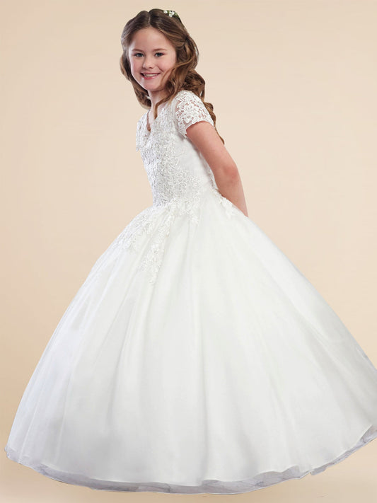 Lace A-Line Scoop Neck Sleeveless Flower Girl Dress-F500018