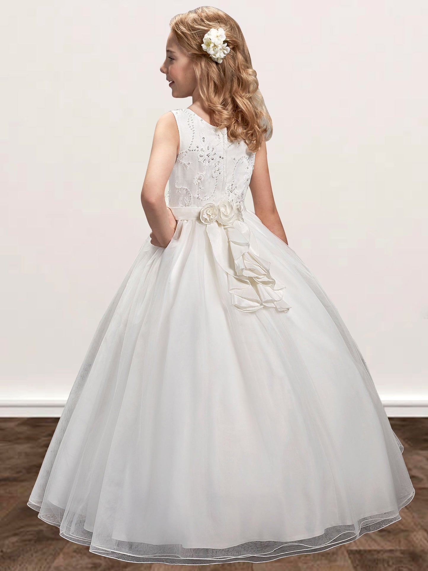 Lace A-Line Scoop Neck Sleeveless Flower Girl Dress-F500021