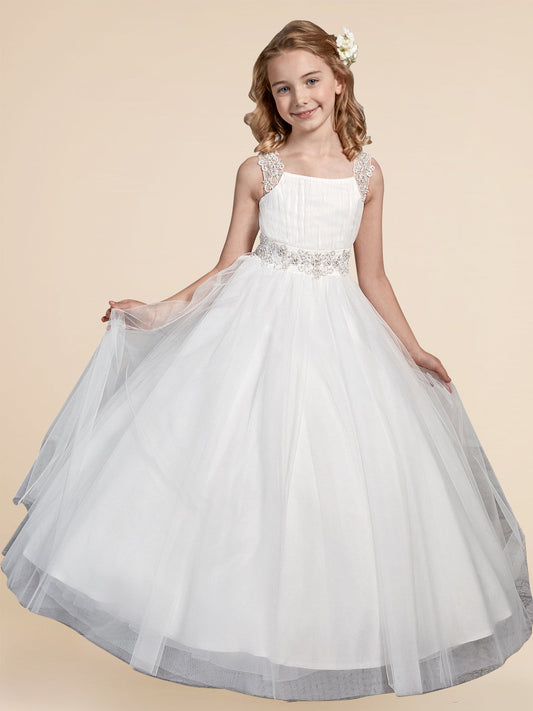 Lace A-Line Bateau/Boat Sleeveless Flower Girl Dress-F500024