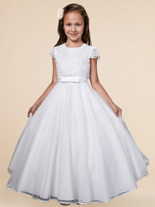 Lace A-Line Scoop Neck Sleeveless Flower Girl Dress-F500025