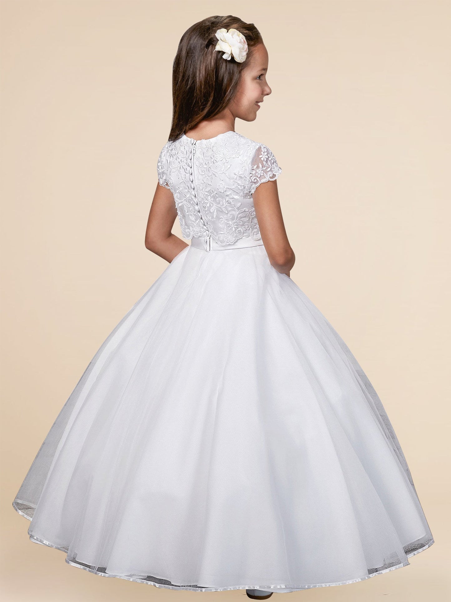 Lace A-Line Scoop Neck Sleeveless Flower Girl Dress-F500025