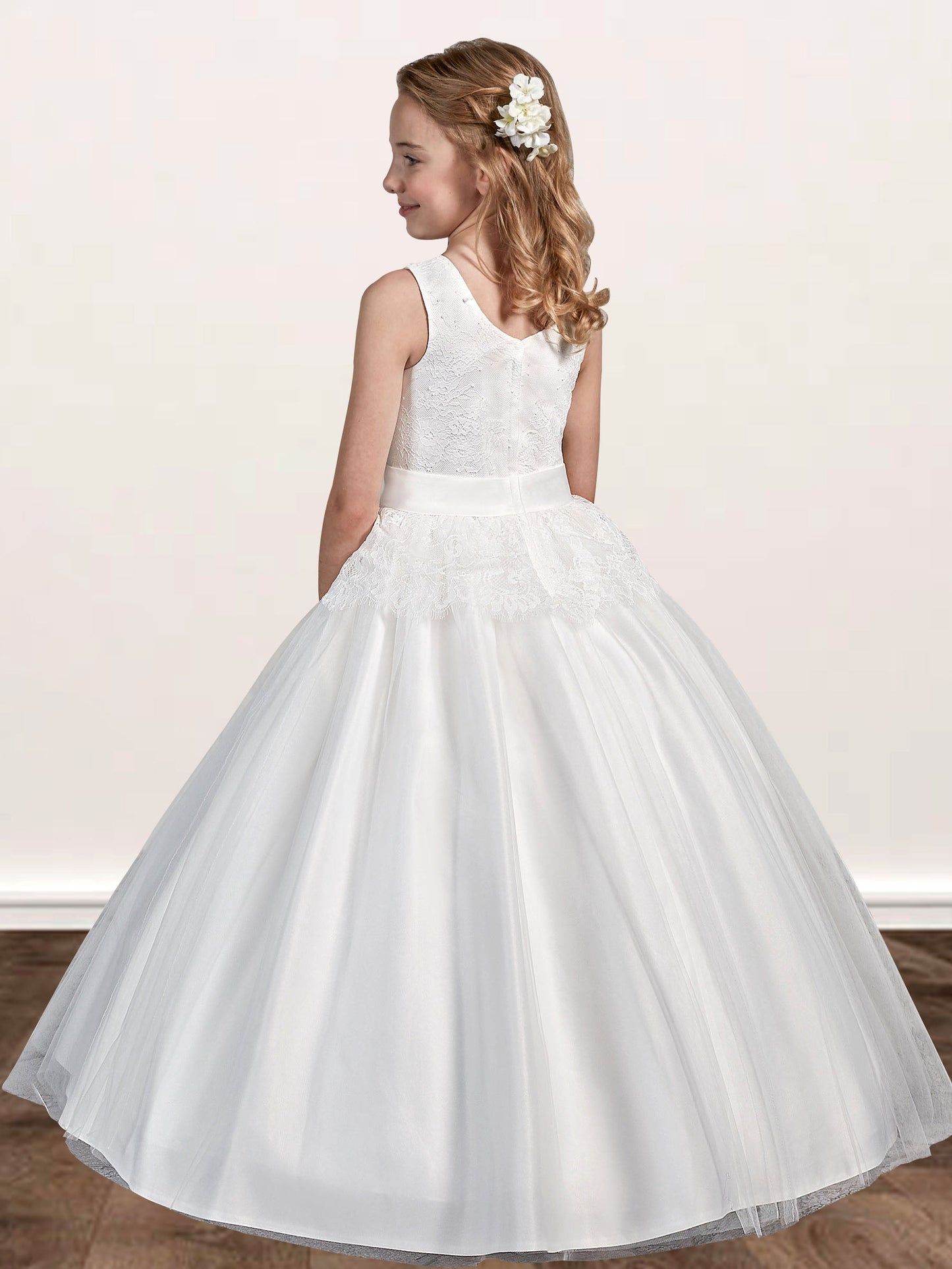 Lace A-Line Scoop Neck Sleeveless Flower Girl Dress-F500026