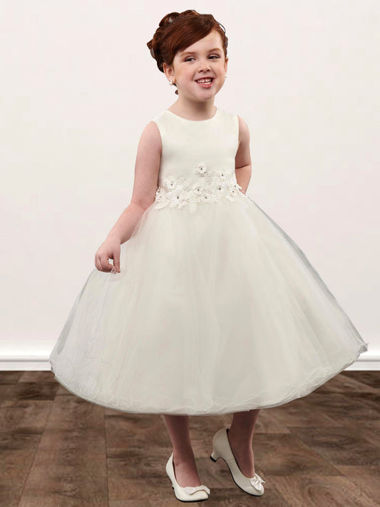Lace A-Line Scoop Neck Sleeveless Flower Girl Dress-F500030