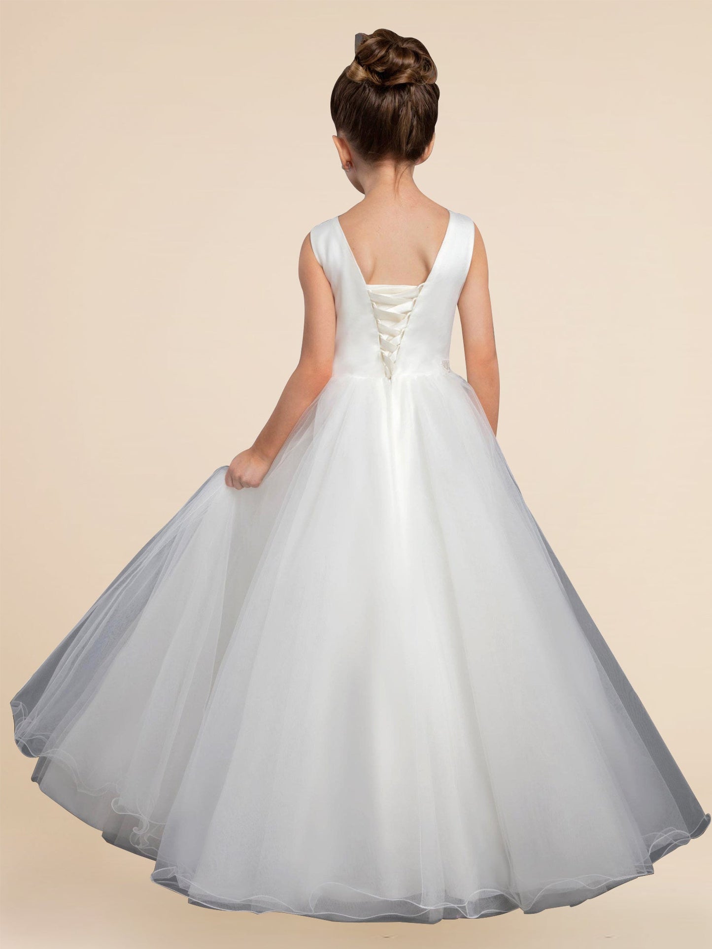 Lace A-Line Scoop Neck Sleeveless Flower Girl Dress-F500031