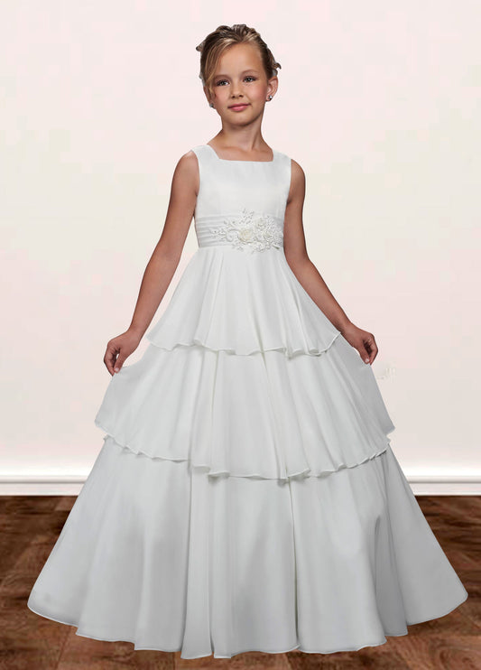 Lace A-Line Bateau/Boat Sleeveless Flower Girl Dress-F500036