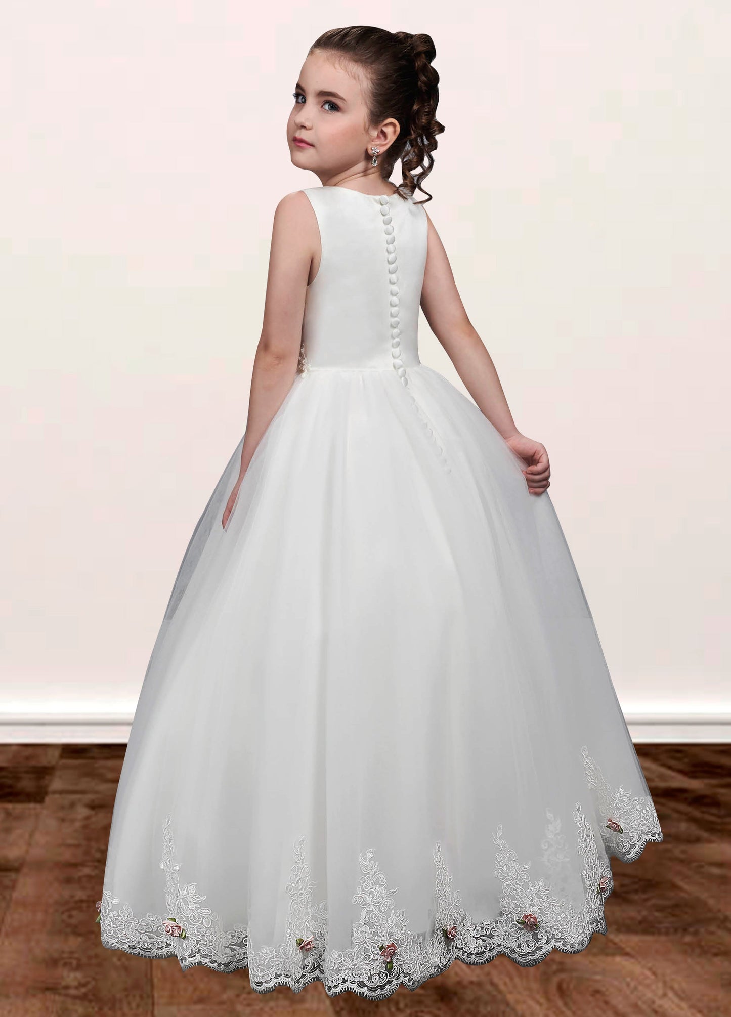 Lace A-Line Scoop Neck Sleeveless Flower Girl Dress-F500038