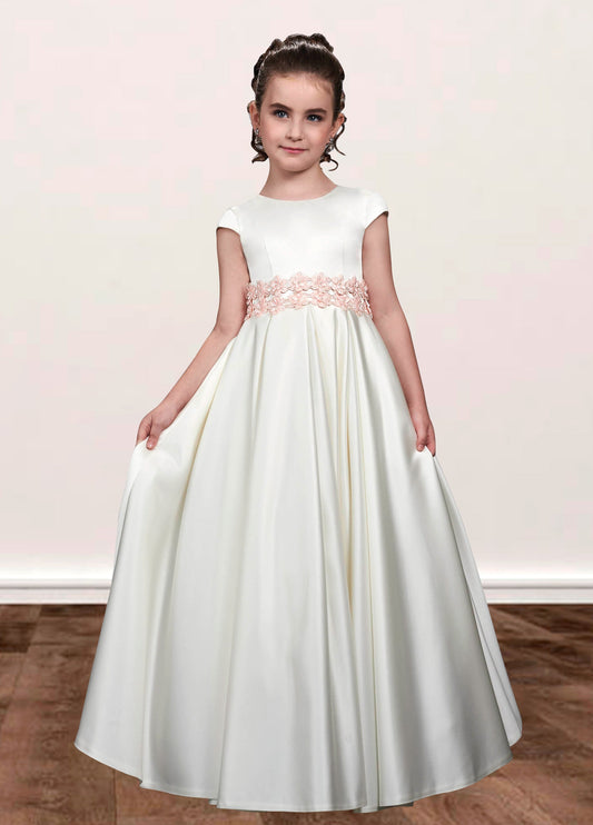 Lace A-Line Scoop Neck Sleeveless Flower Girl Dress-F500041