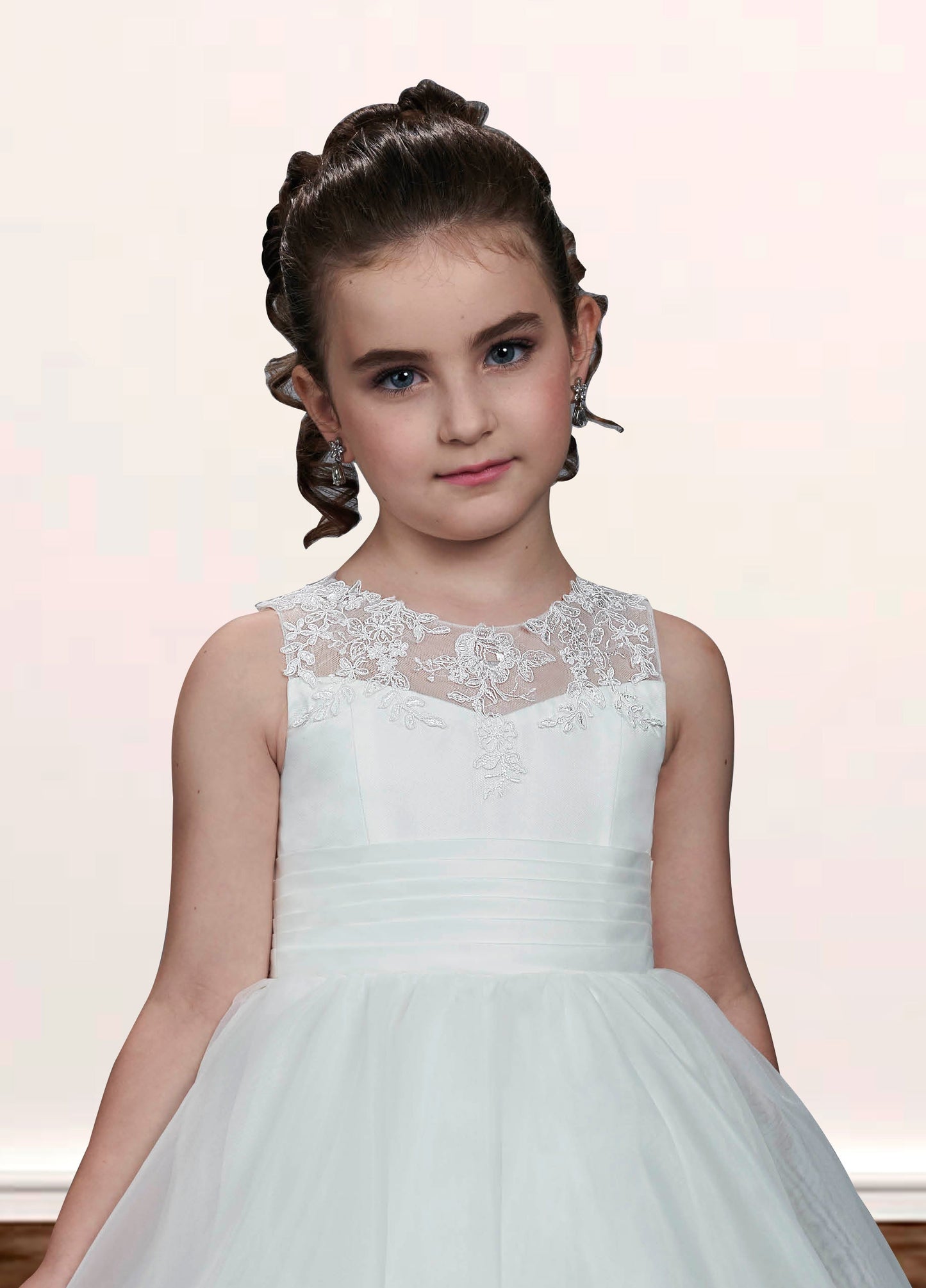 Lace V-Neck Sleeveless Flower Girl Dress