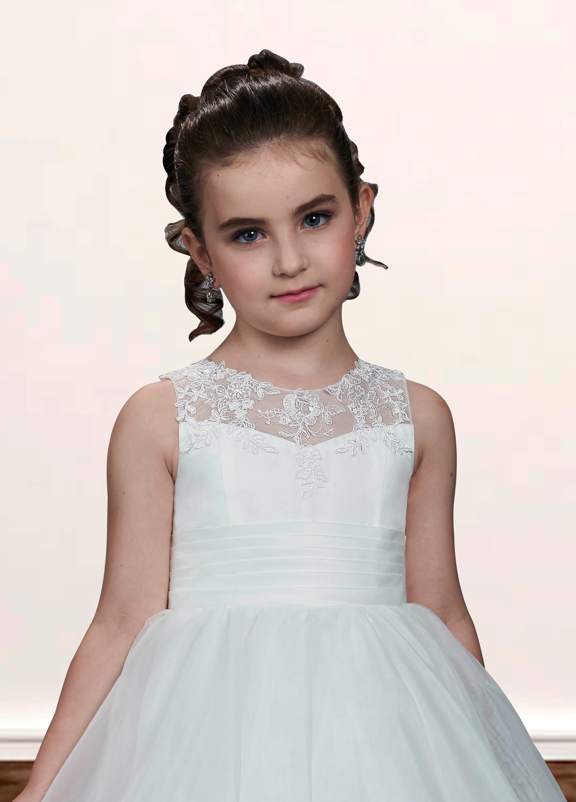 Lace V-Neck Sleeveless Flower Girl Dress