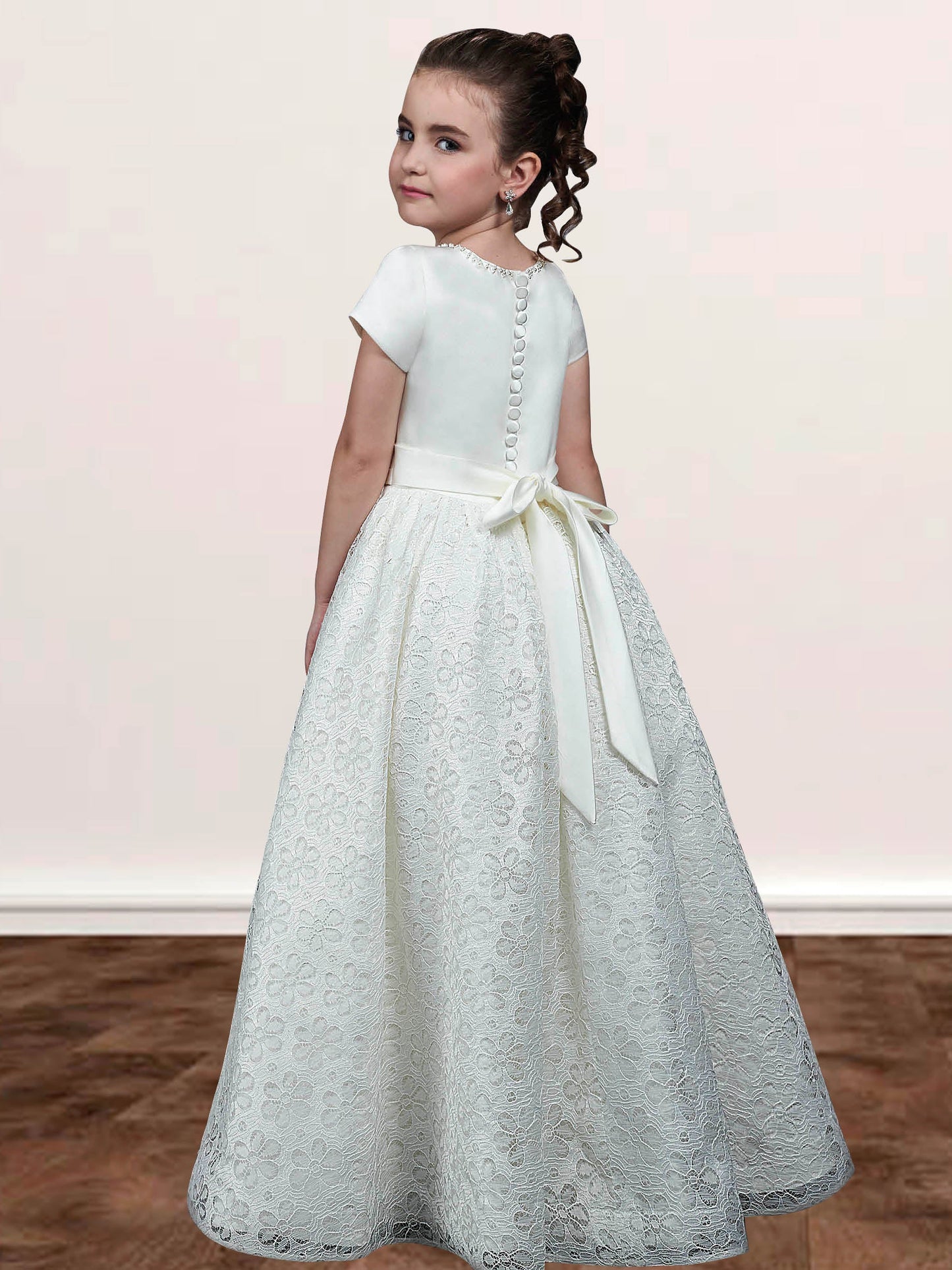Lace A-Line Scoop Neck Sleeveless Flower Girl Dress-F500045