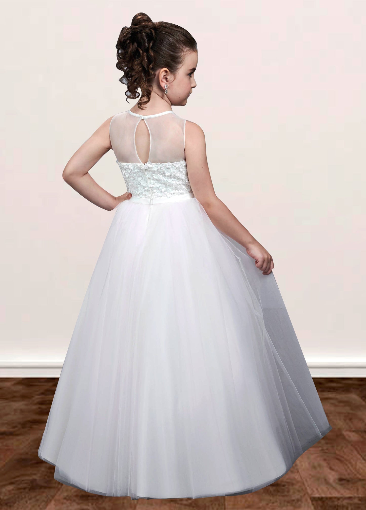 Lace A-Line Scoop Neck Sleeveless Flower Girl Dress-F500048