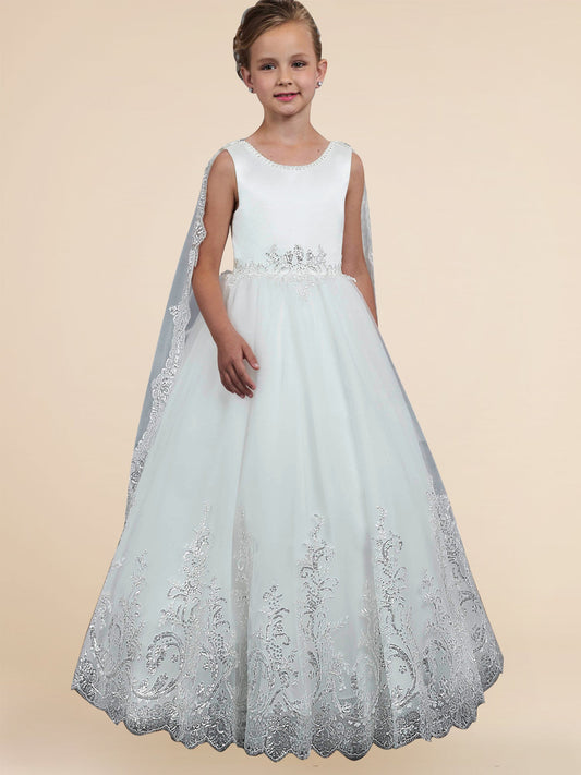 Lace A-Line Scoop Neck Sleeveless Flower Girl Dress-F500050