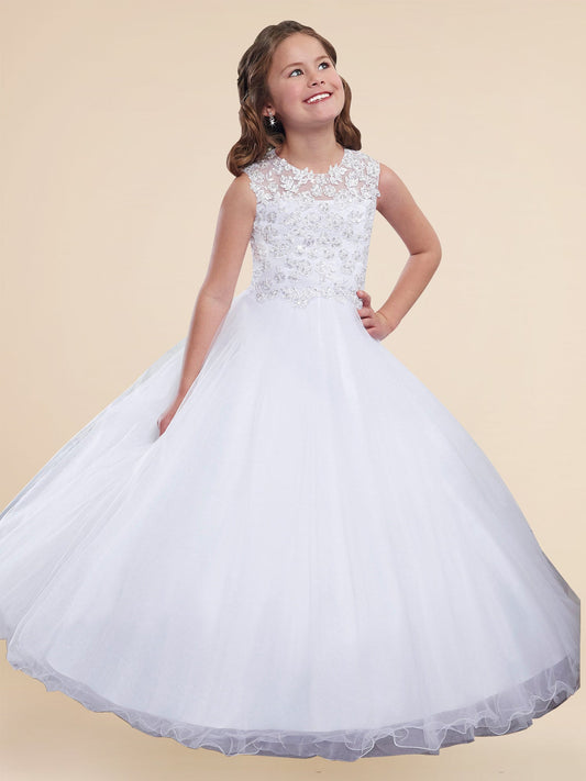 Lace A-Line Scoop Neck Sleeveless Flower Girl Dress-F500051