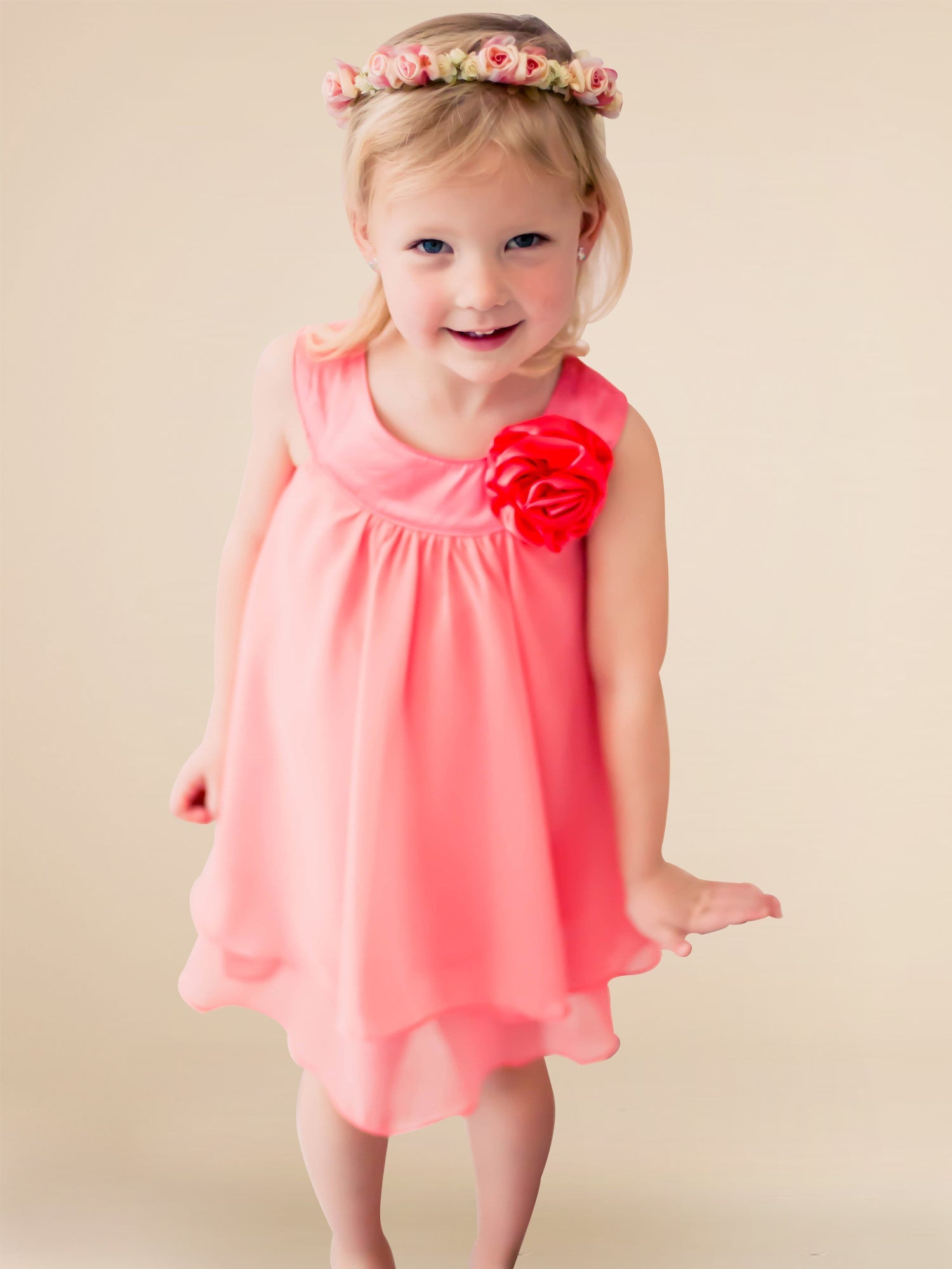 Chiffon Scoop Neck Sleeveless Flower Girl Dress