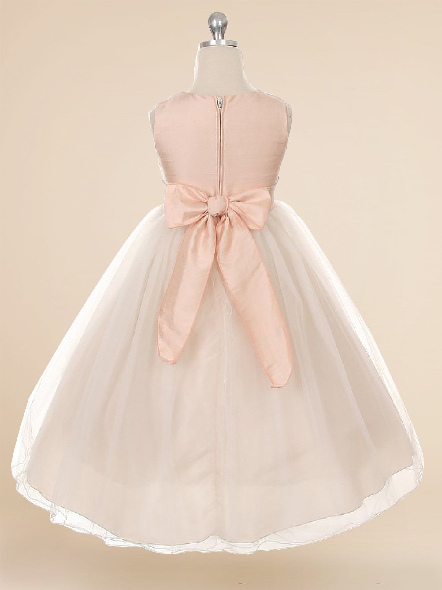 Satin A-Line Bateau/Boat Sleeveless Flower Girl Dress-F500054