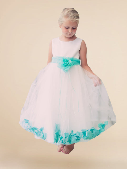 Satin A-Line Scoop Neck Sleeveless Flower Girl Dress-F500055