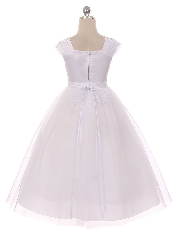 Satin A-Line Bateau/Boat Sleeveless Flower Girl Dress-F500056