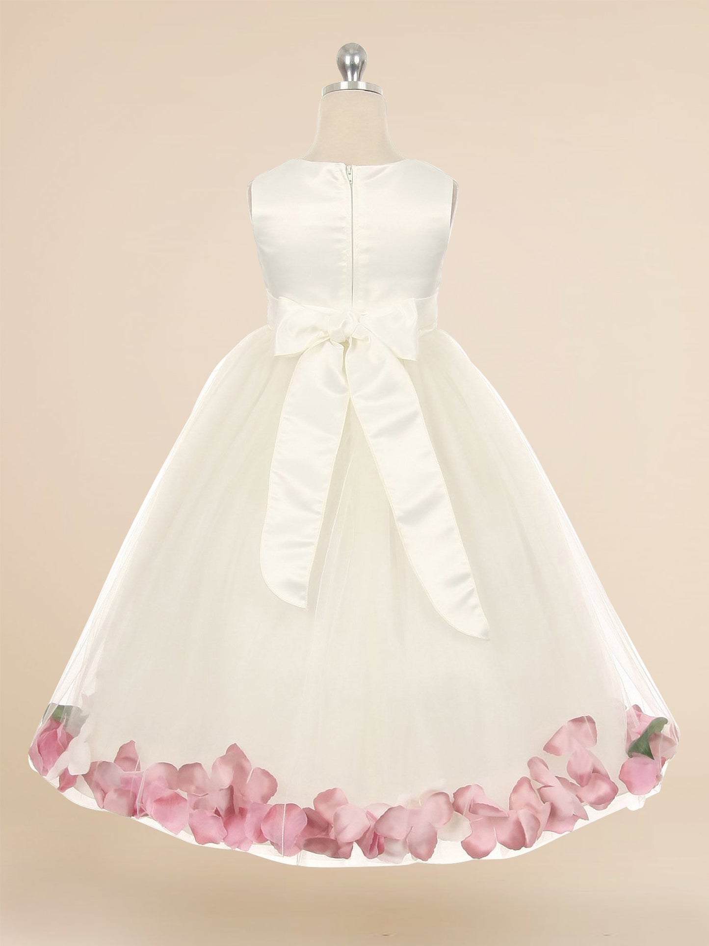 Satin A-Line Scoop Neck Sleeveless Flower Girl Dress-F500058