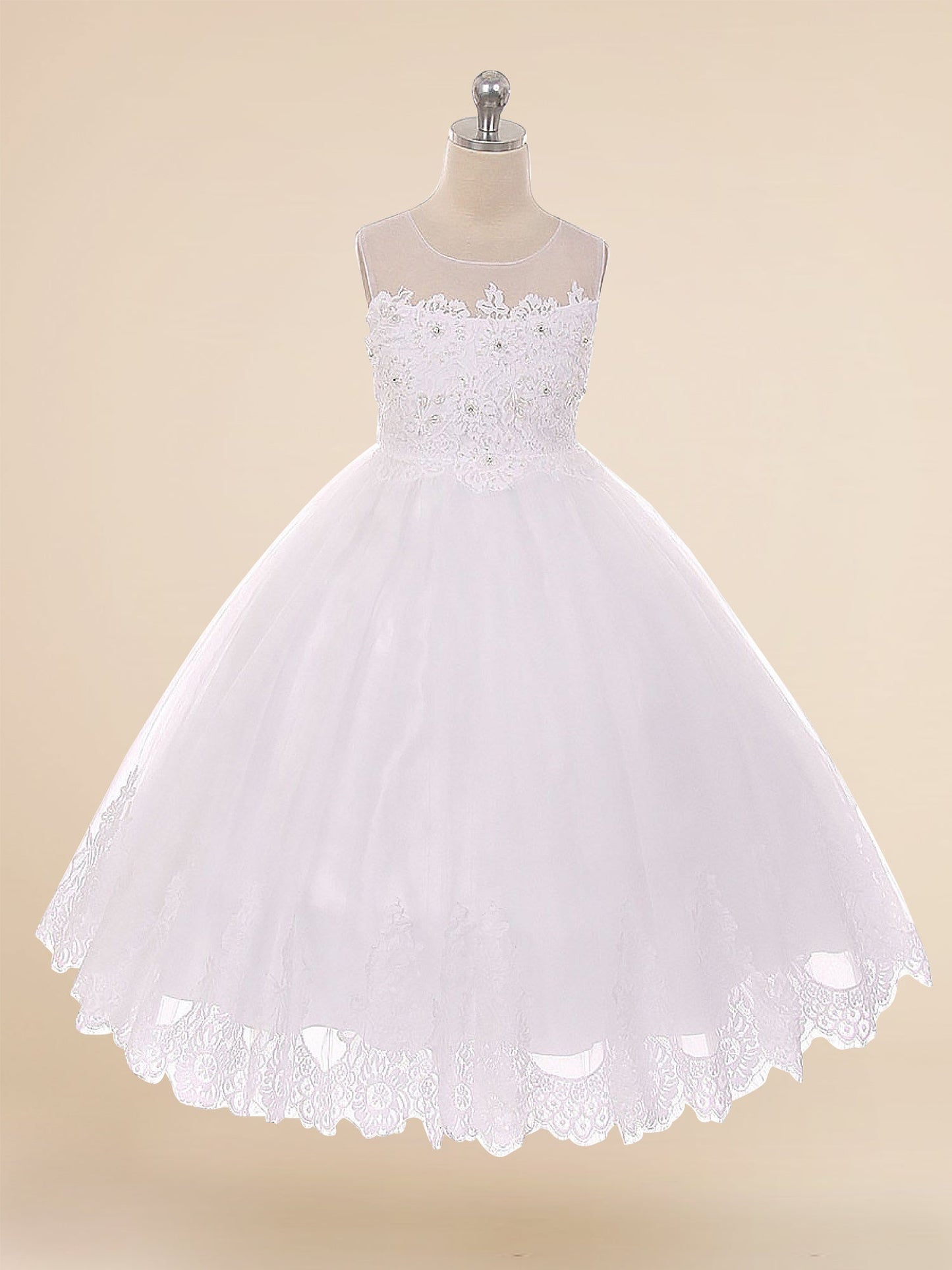 Lace A-Line Scoop Neck Sleeveless Flower Girl Dress-F500063