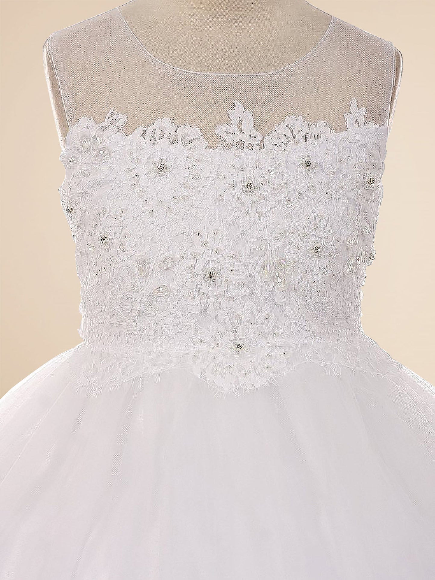 Lace A-Line Scoop Neck Sleeveless Flower Girl Dress-F500063