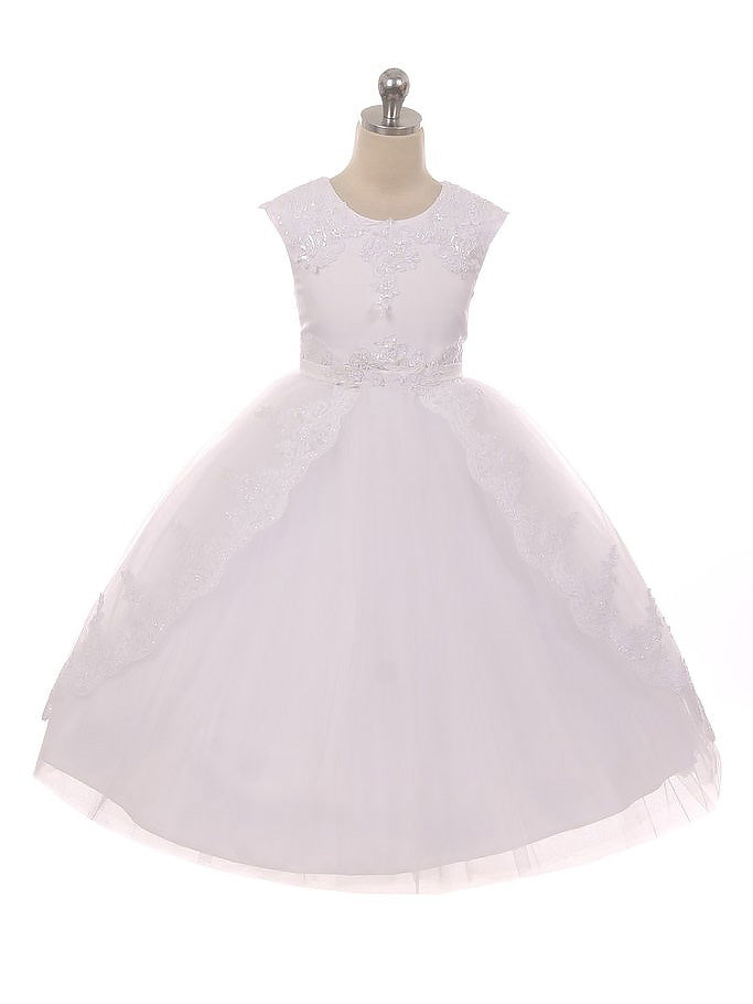 Lace A-Line Scoop Neck Sleeveless Flower Girl Dress-F500066