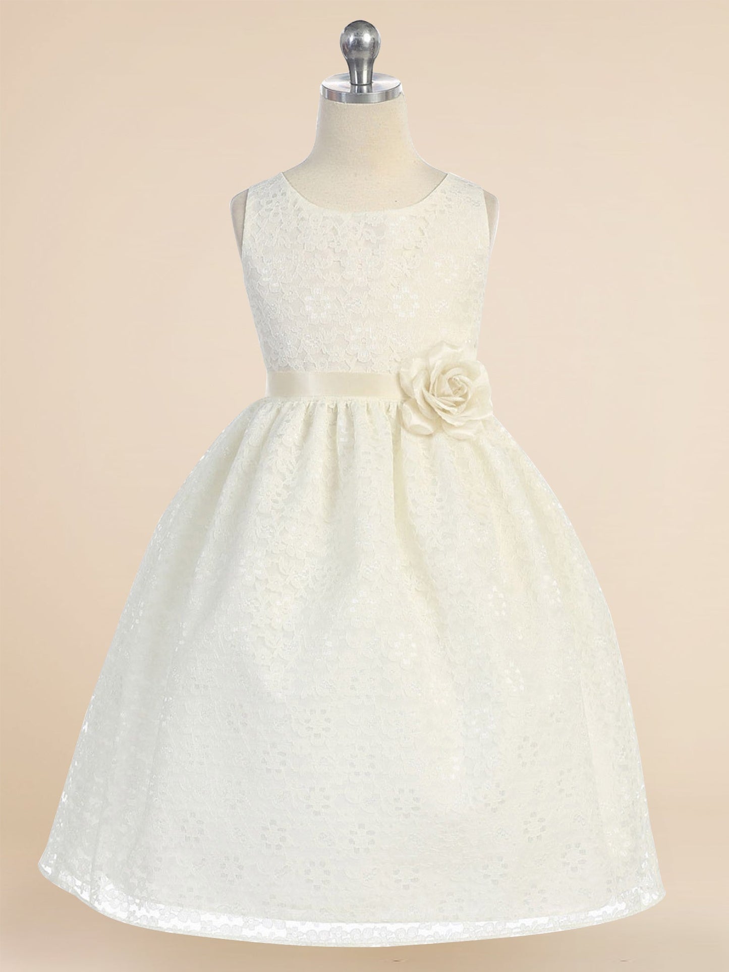 Lace A-Line Scoop Neck Sleeveless Flower Girl Dress-F500080