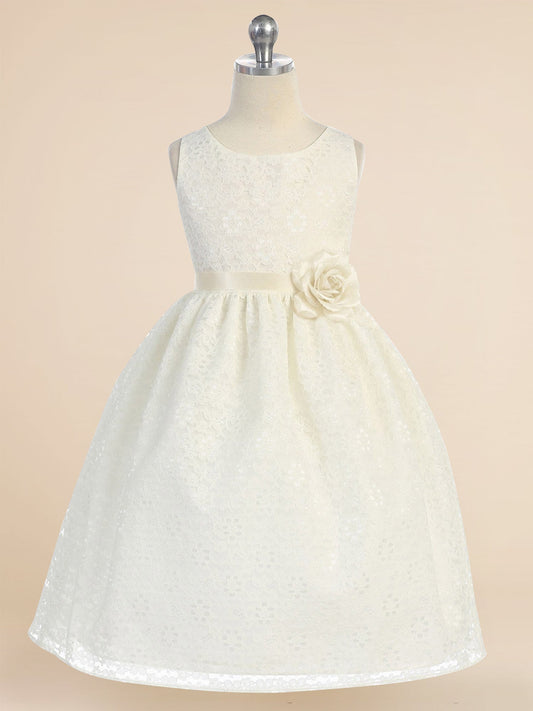 Lace A-Line Scoop Neck Sleeveless Flower Girl Dress-F500080