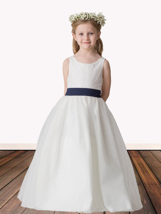 Lace Scoop Neck Sleeveless Flower Girl Dress