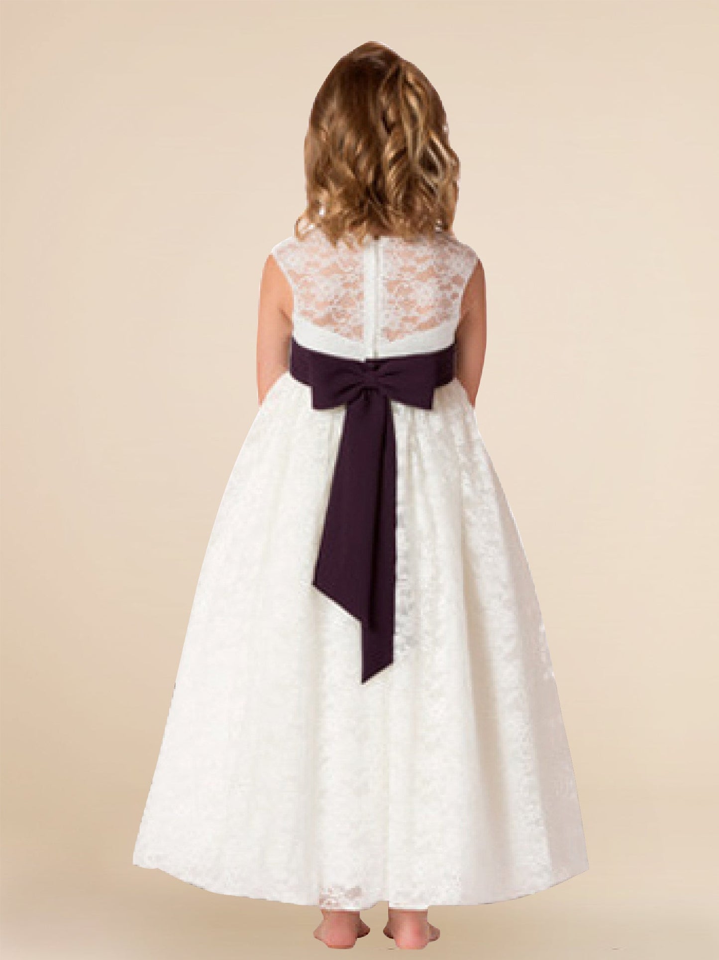 Lace Scoop Neck Sleeveless Flower Girl Dress