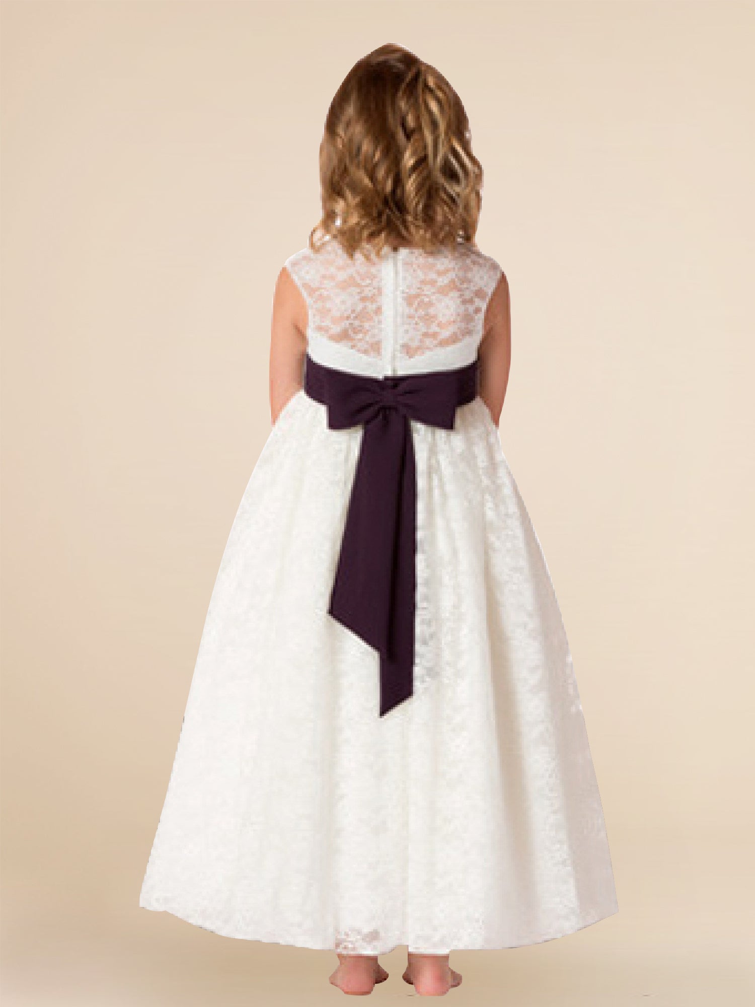 Lace Scoop Neck Sleeveless Flower Girl Dress