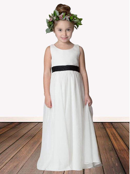 Chiffon Scoop Neck Sleeveless Flower Girl Dress