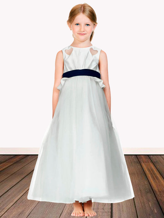 Satin Scoop Neck Sleeveless Flower Girl Dress