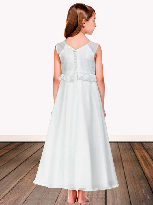 Lace A-Line Scoop Neck Sleeveless Flower Girl Dress-F500104