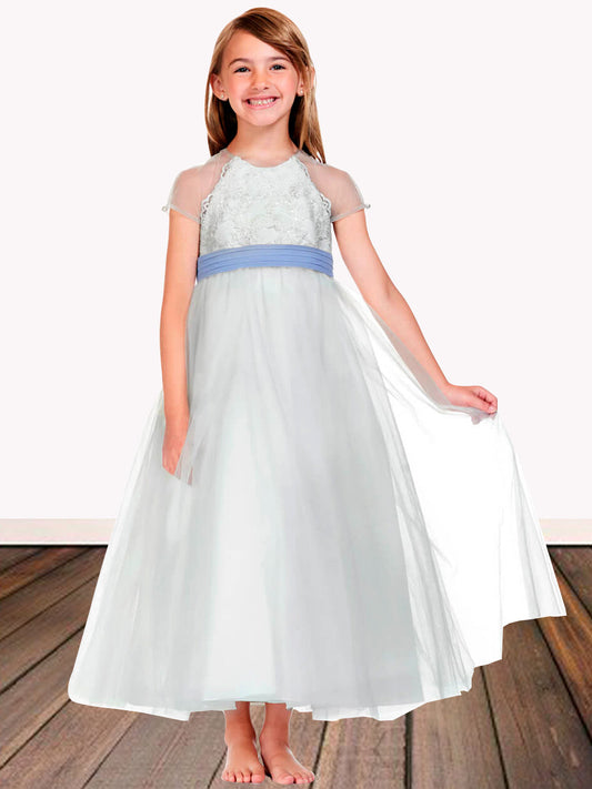 Satin Scoop Neck Sleeveless Flower Girl Dress