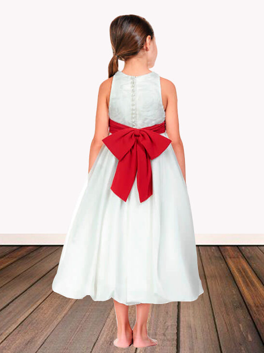 Satin Scoop Neck Sleeveless Flower Girl Dress