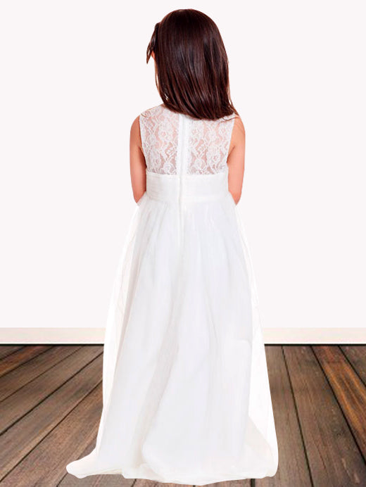 Lace A-Line V-Neck Sleeveless Flower Girl Dress-F500113