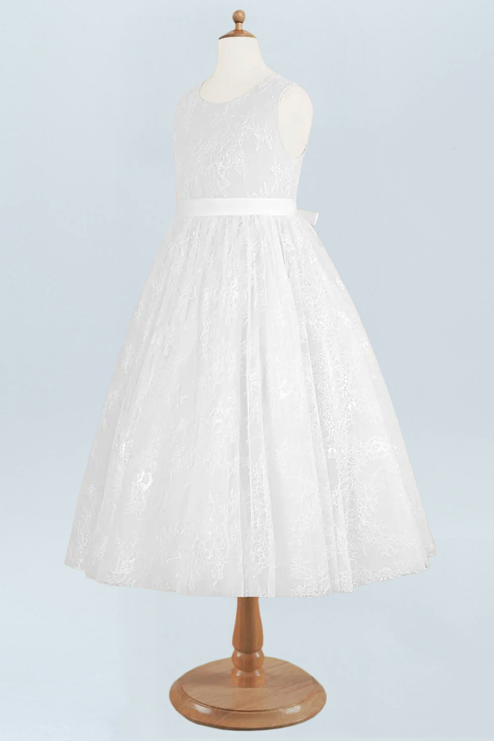 Lace A-Line Scoop Neck Half Sleeves Floweer Girl Dress-F500119