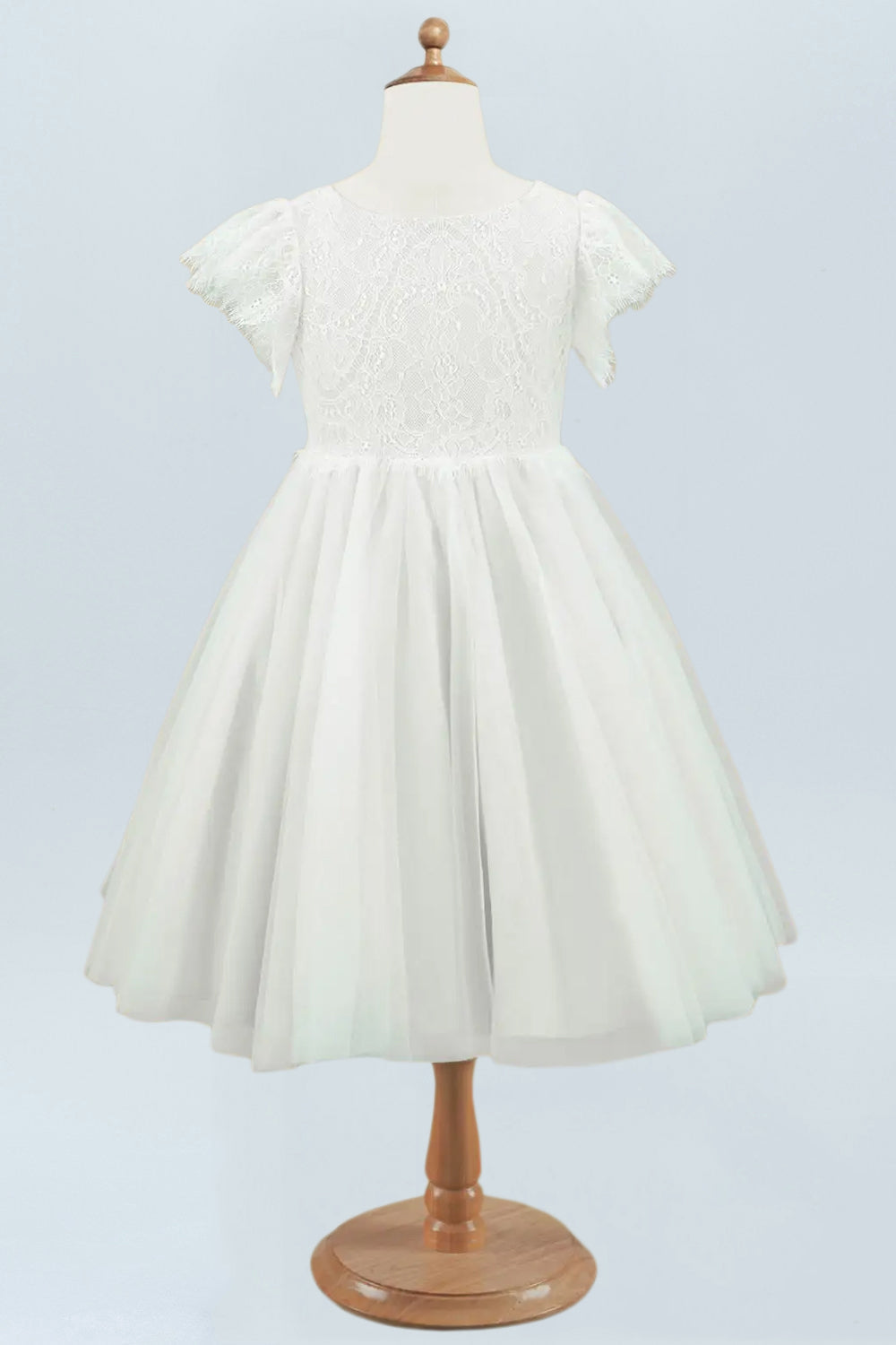 Lace A-Line Scoop Neck Half Sleeves Floweer Girl Dress-F500120