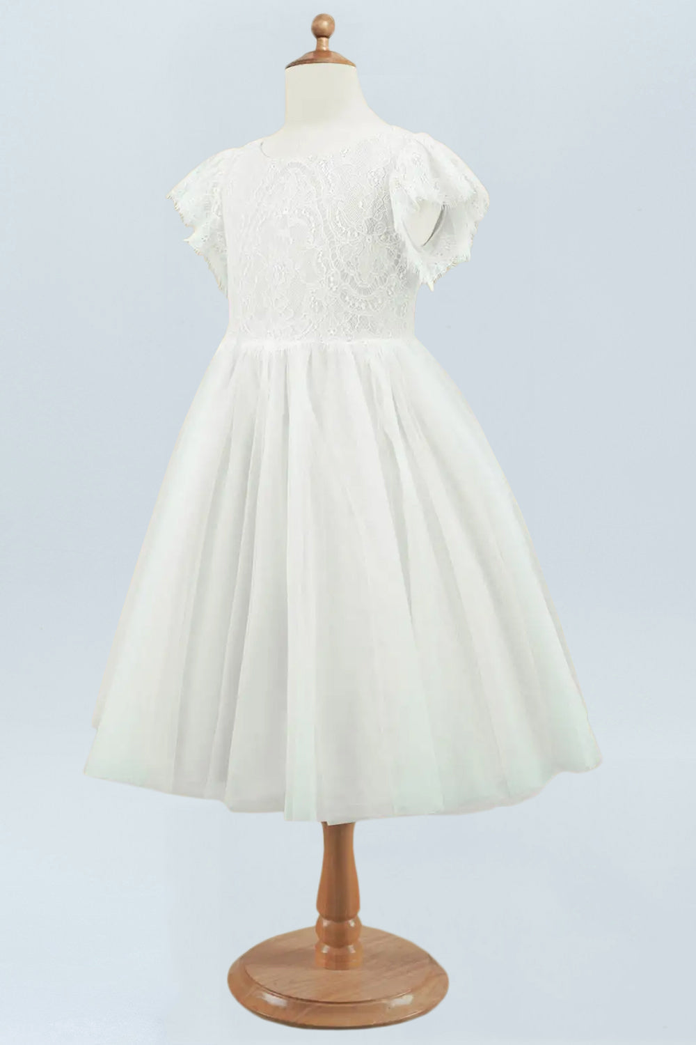 Lace A-Line Scoop Neck Half Sleeves Floweer Girl Dress-F500120