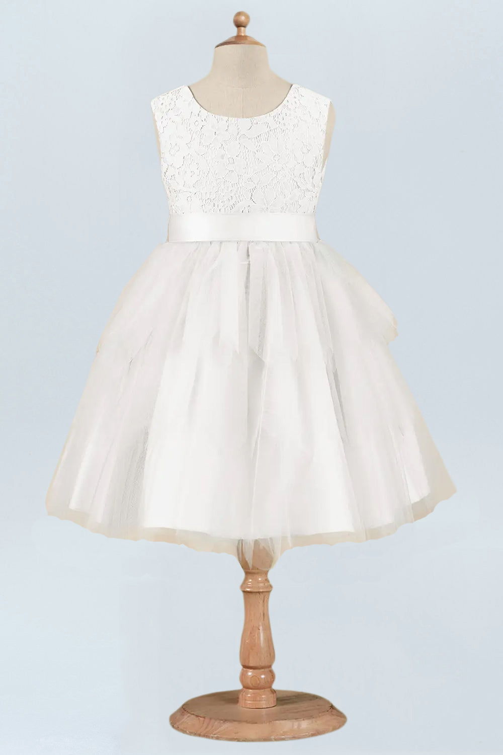 Lace A-Line Scoop Neck Half Sleeves Floweer Girl Dress-F500123