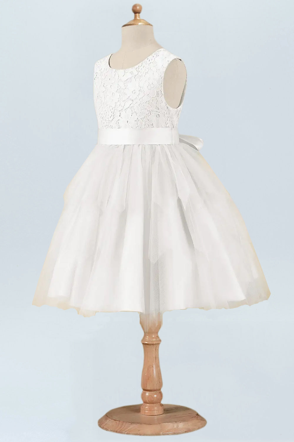 Lace A-Line Scoop Neck Half Sleeves Floweer Girl Dress-F500123
