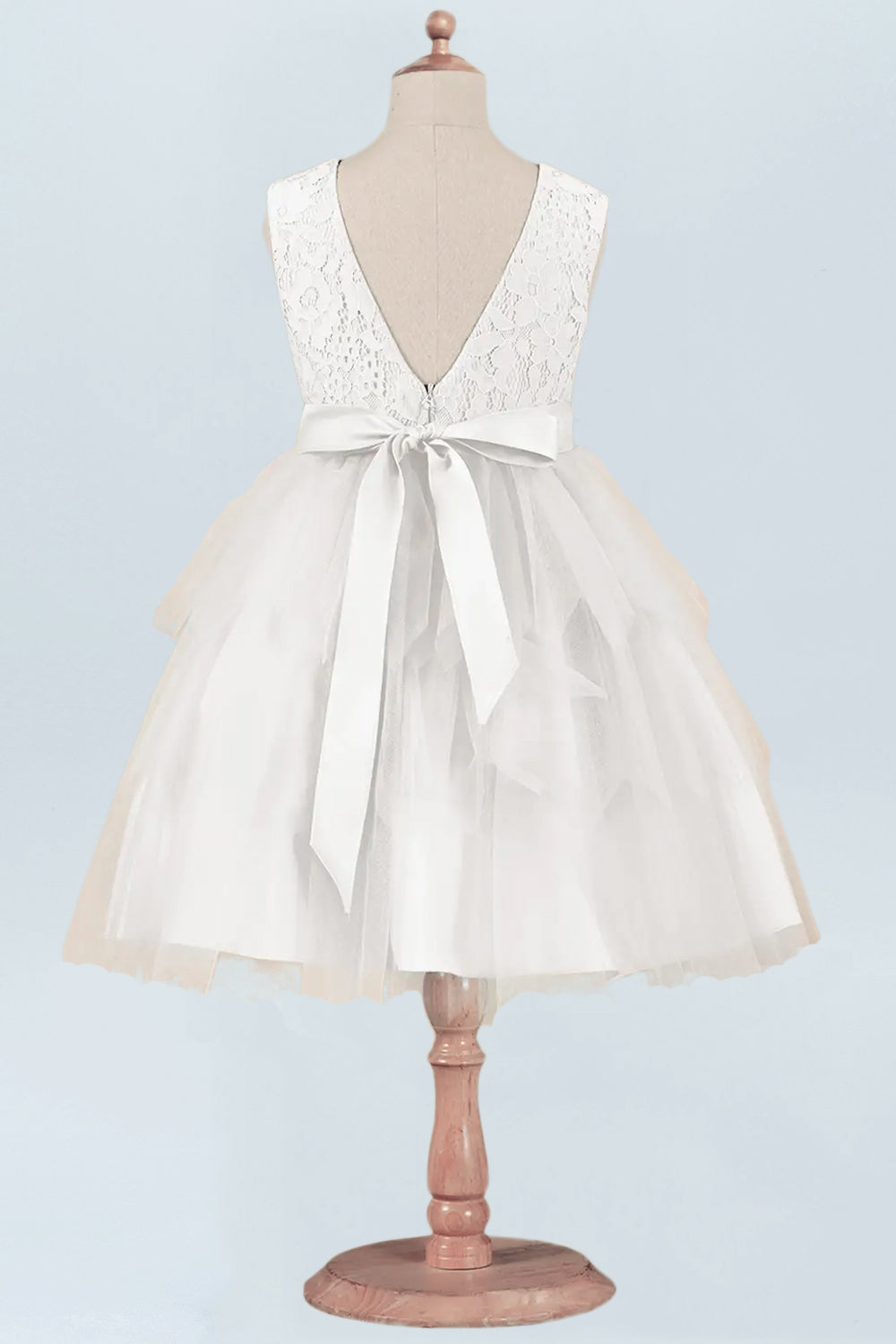 Lace A-Line Scoop Neck Half Sleeves Floweer Girl Dress-F500123