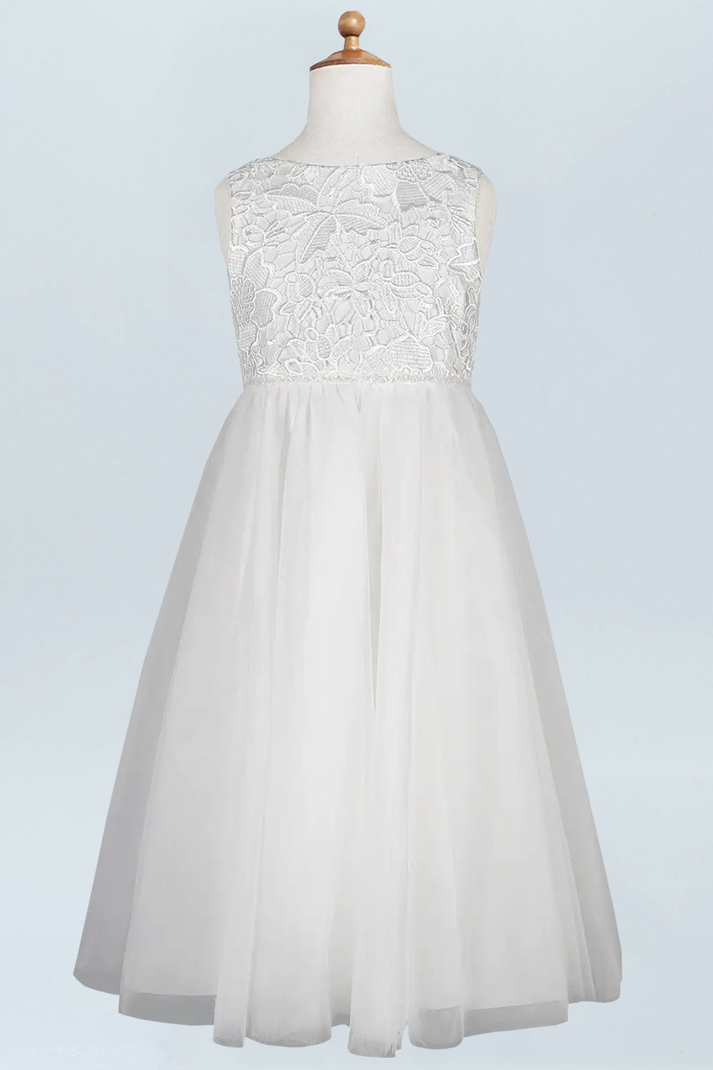 Lace A-Line Scoop Neck Half Sleeves Floweer Girl Dress-F500124