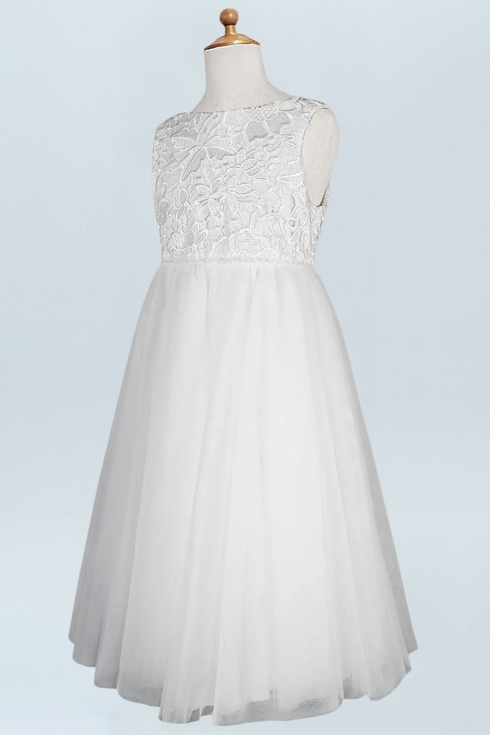Lace A-Line Scoop Neck Half Sleeves Floweer Girl Dress-F500124
