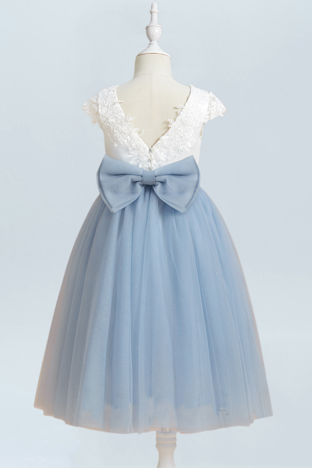 Satin A-Line Scoop Neck Half Sleeves Floweer Girl Dress-F500125