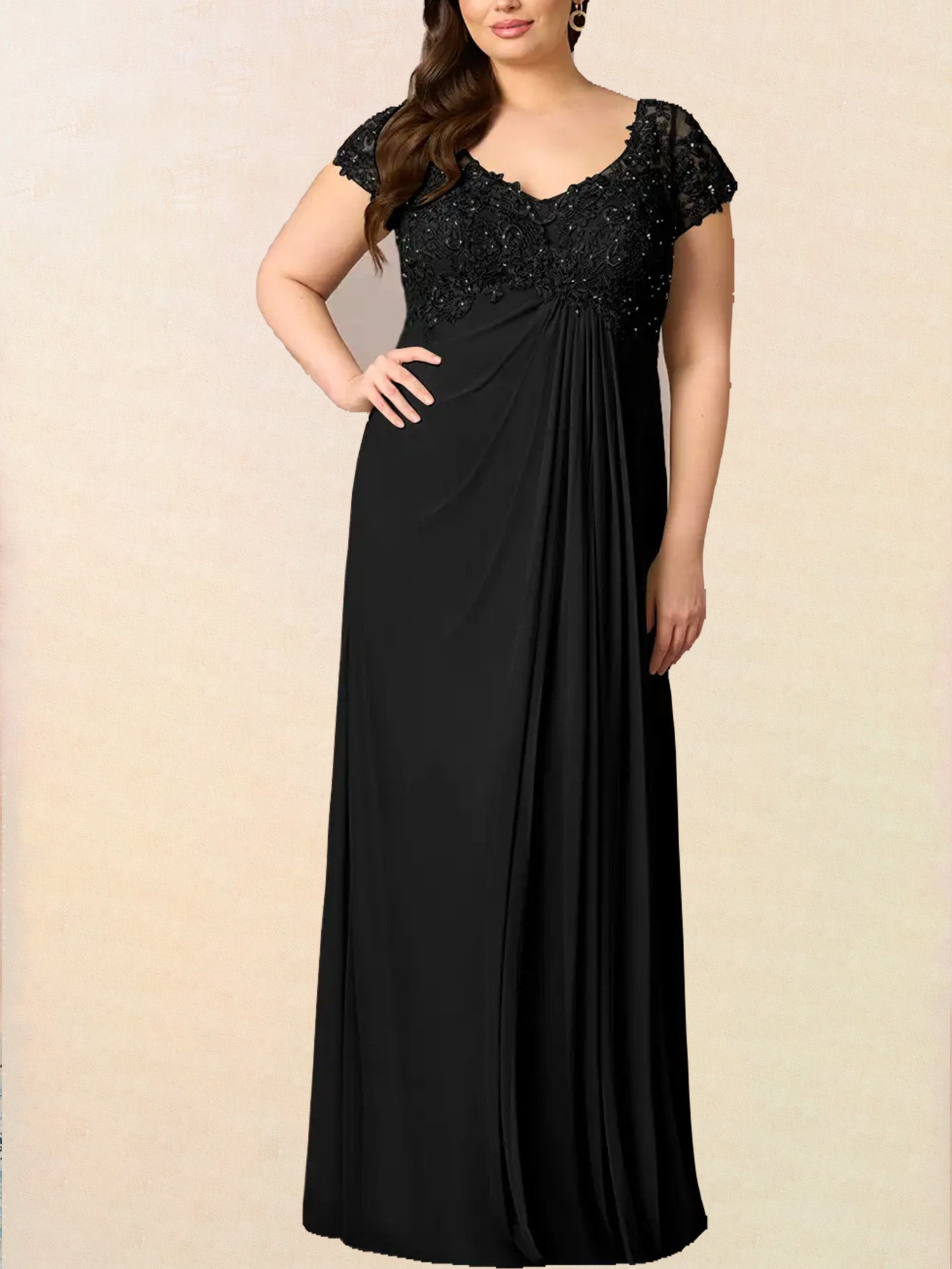 Lace Scoop Neck Half Sleeves