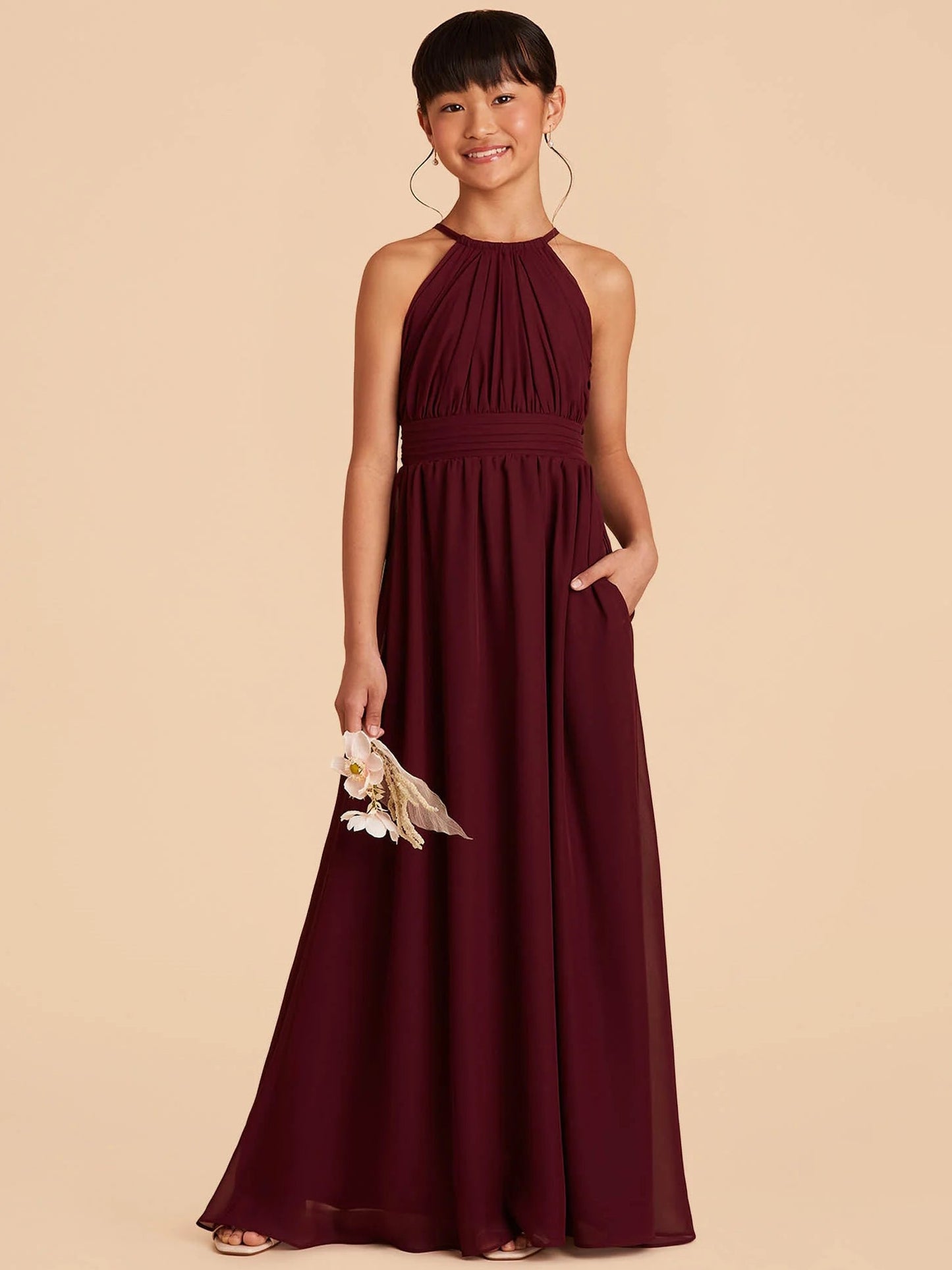 Chiffon A-Line Halter Sleeveless Junior Dress-FJ00002