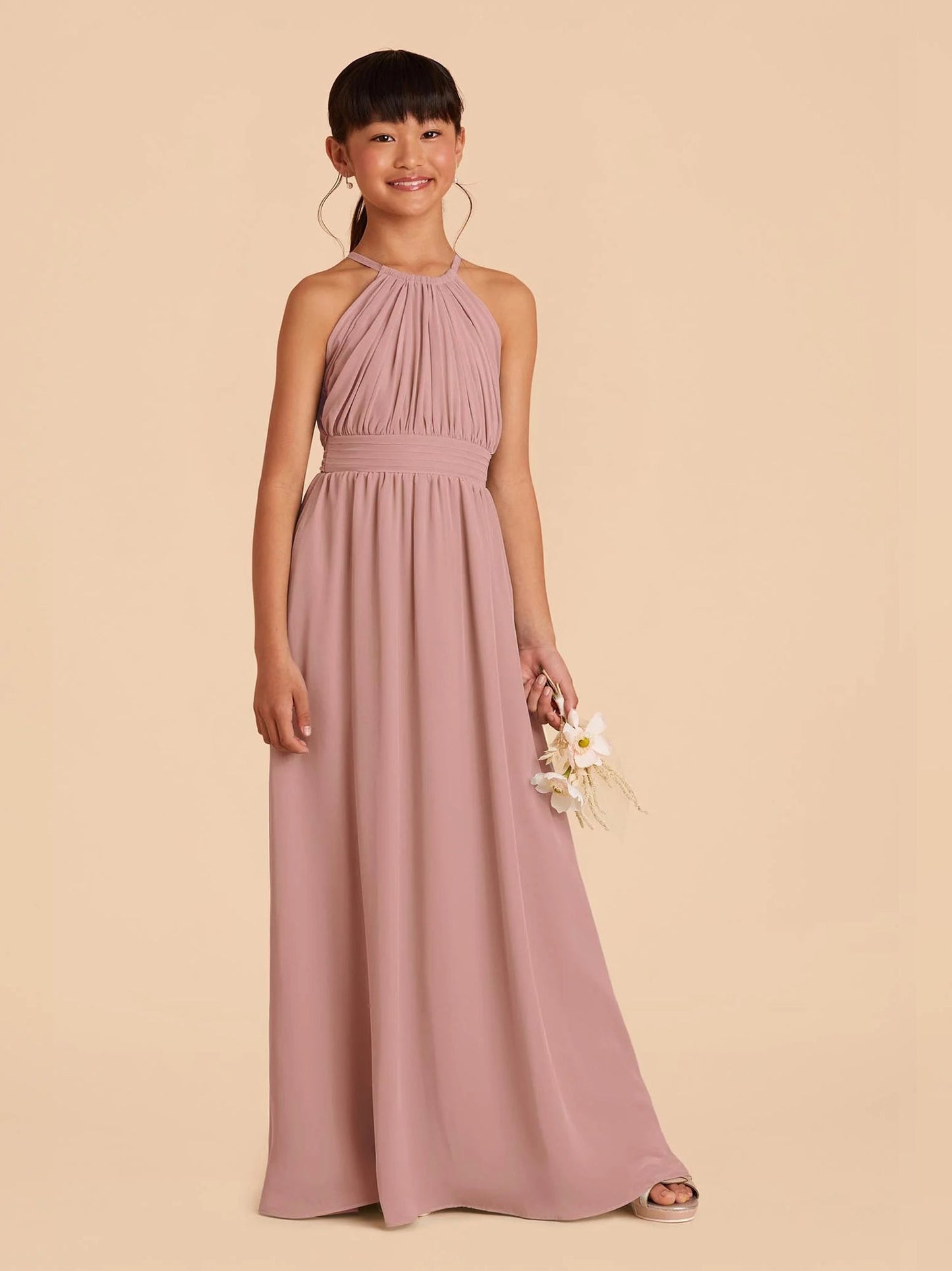 Chiffon A-Line Halter Sleeveless Junior Dress-FJ00002