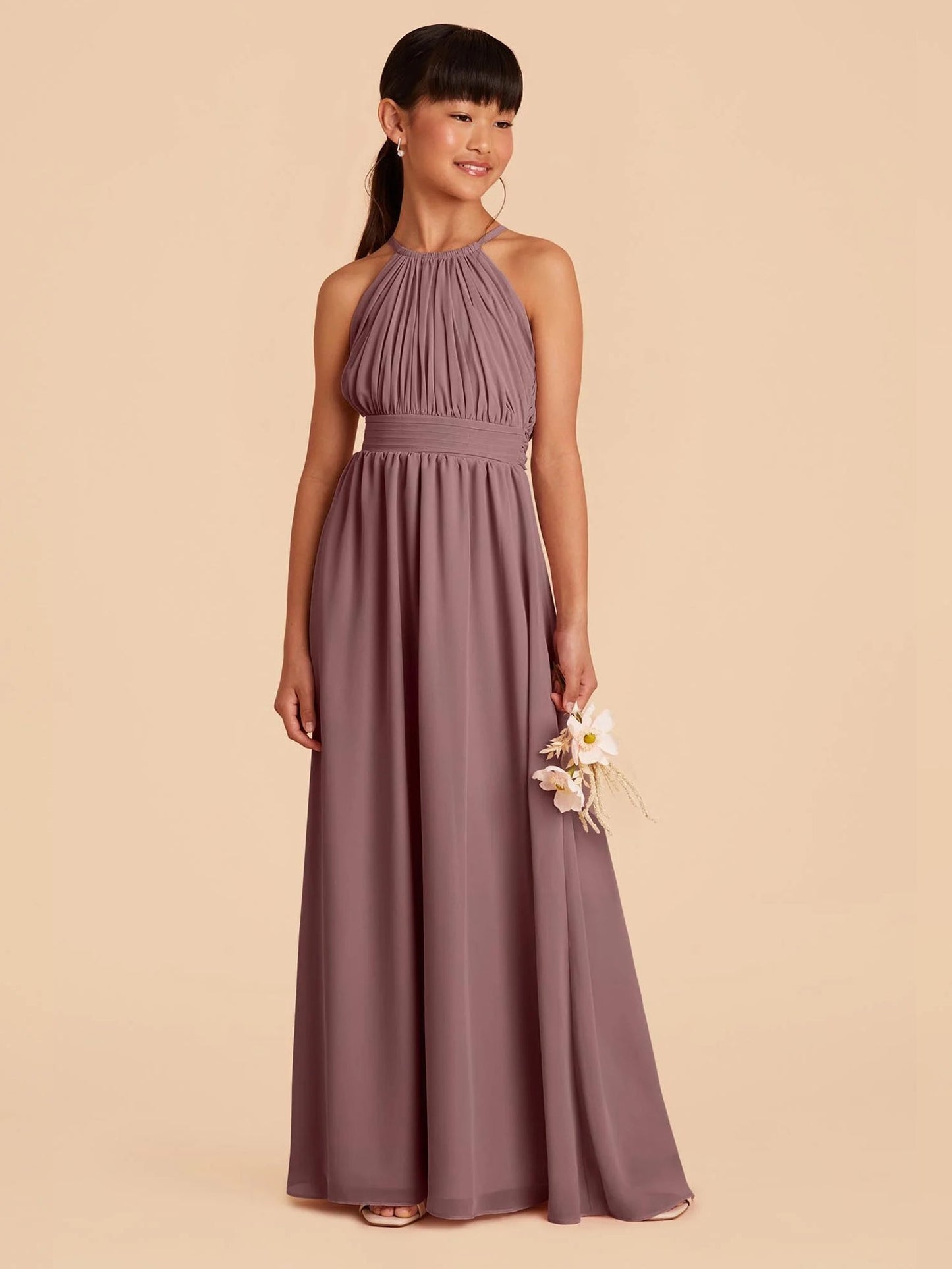 Chiffon A-Line Halter Sleeveless Junior Dress-FJ00002