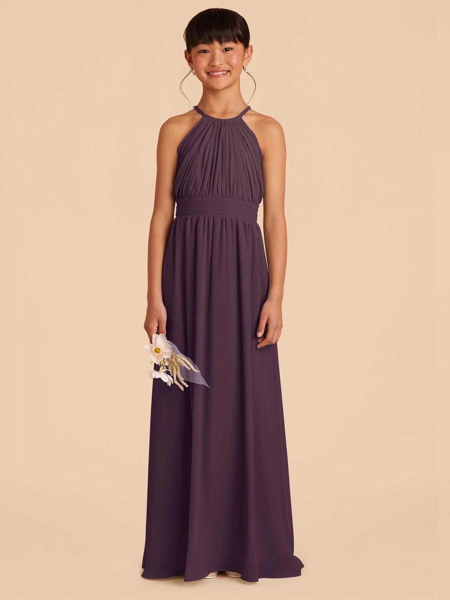 Chiffon A-Line Halter Sleeveless Junior Dress-FJ00002